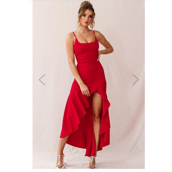 Selfie Leslie Dresses & Skirts - Dance Emoji 💃🏼 style Asymmetrical Hemline Dress Red from Selfie Leslie